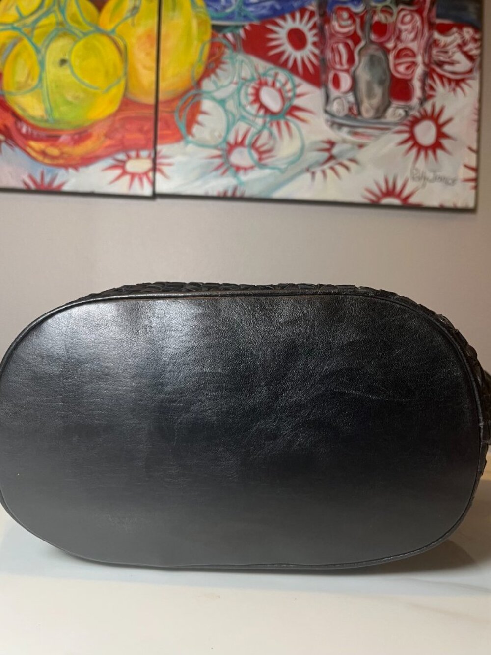 Vintage Bally Black Woven Suede & Leather Tote Bag - Picture 13 of 16